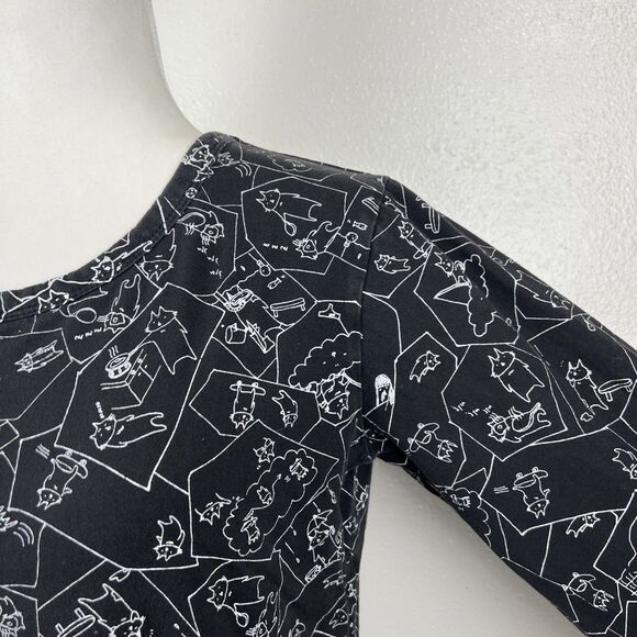 Mint Neko Long Sleeve Shirt Women Medium Black Cat All Over Print Novelty Tee - Picture 10 of 15